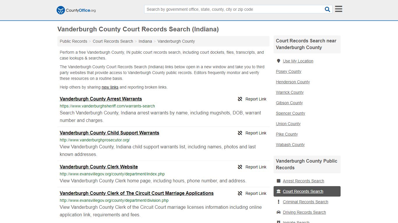 Vanderburgh County Court Records Search (Indiana) - County Office